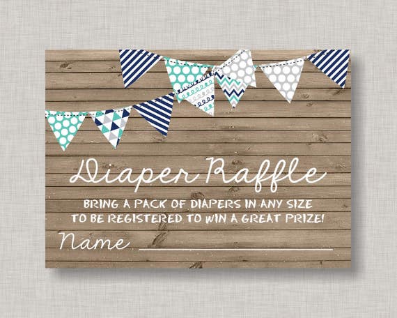 Diaper Raffle Card, Baby Shower Diaper Raffle Card, Baby Q, BBQ, Barbecue, Backyard BBQ, Boy Baby Shower, Rustic, Wood, Aqua, Gray, Navy Il_570xn