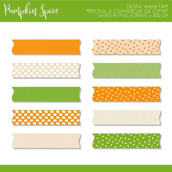 BUY 2 GET 1 FREE! Washi Tape Clipart,Pumpkin Spice Washi Tape Clipart,Fall Washi Tape,Washi Tape,Digital Planner Stickers,Planner Clipart Il_570xn