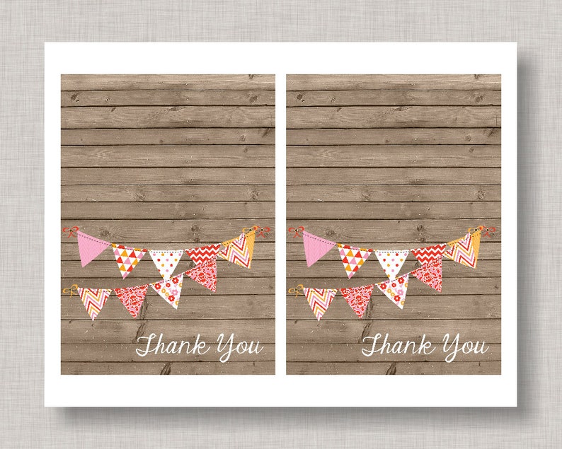 Bridal Shower Thank You Card Bunting Banner Girl BBQ Thank You Card Baby Shower Thank You Cards Thank You Card Baby Q Thank You Card