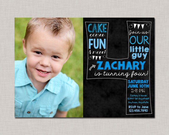 Fourth Birthday Invitation, 4th Birthday Invitation, Boy Birthday Invitation Il_570xn