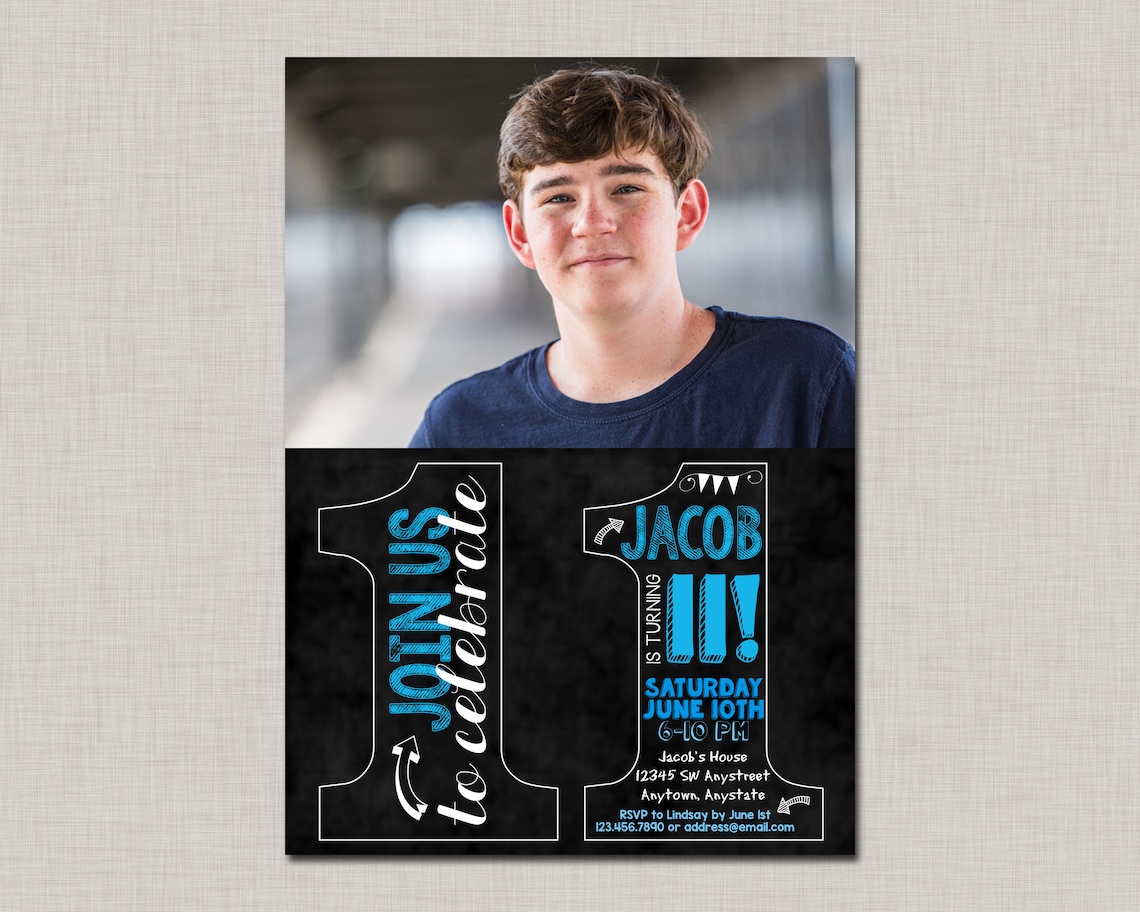 11th Birthday Invitation Eleventh Birthday Invitation Boy Etsy