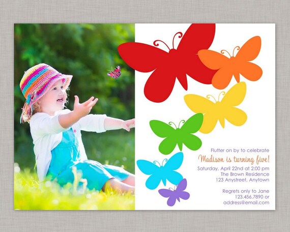 Butterfly Invitation, Butterfly Birthday Invitation, Butterfly Party, Rainbow Party Il_570xn