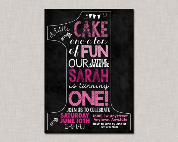 First Birthday Invitation, 1st Birthday Invitation, Girl First Birthday Invitation, Girl Birthday Invitation, Number One, Number 1, Girl Il_570xn