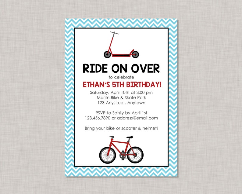 bike-birthday-invitation-scooter-birthday-invitation-park-etsy