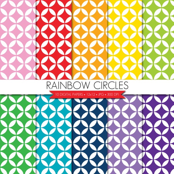 BUY 2 GET 1 FREE! Lattice Circles Digital Paper,Circles Digital Paper,Rainbow Digital Paper,Geometric Digital Scrapbook Paper Il_570xn