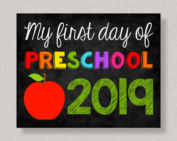 First Day of Preschool Sign,First Day of Preschool,First Day of School Sign,First Day of School Chalkboard,Printable Chalkboard Sign,2019 Il_570xn
