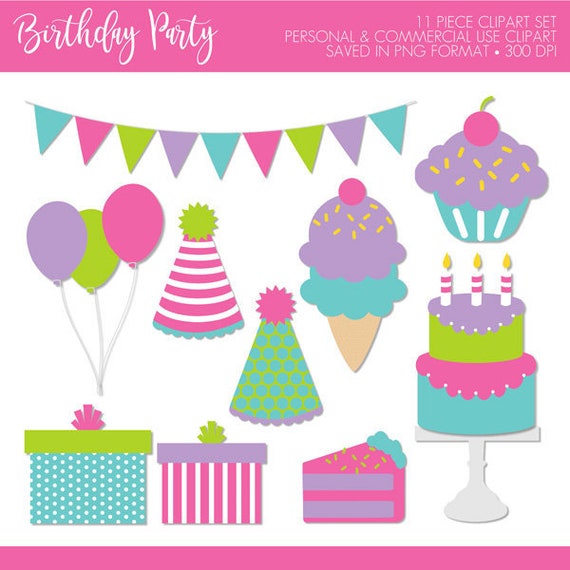 Birthday Clipart,Birthday Clip Art,Birthday Party Clipart,Birthday Party Clip Art,Cake Clipart,Cupcake Clipart,Balloon Clipart,Ice Cream Art Il_570xn