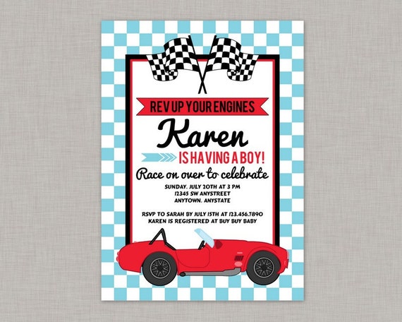 race car baby shower invitations