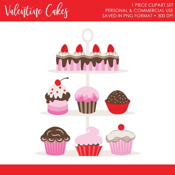 Valentine Cakes Clipart,Valentine Sweets Clipart,Valentines Day Clipart,Dessert Tray Clipart,Valentine Cupcake Clipart,Cake Clipart,Dessert Il_570xn