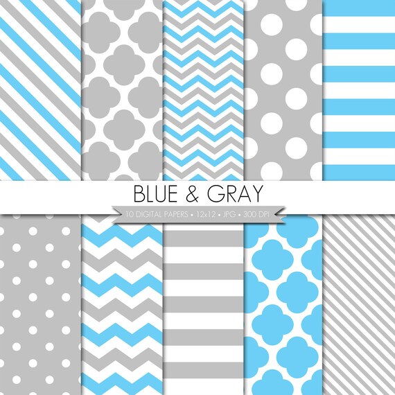 BUY 2 GET 1 FREE! Digital Paper,Blue and Gray Digital Paper,Gray Blue Digital Paper,Baby Shower Digital Paper,Digital Scrapbook Paper Il_570xn