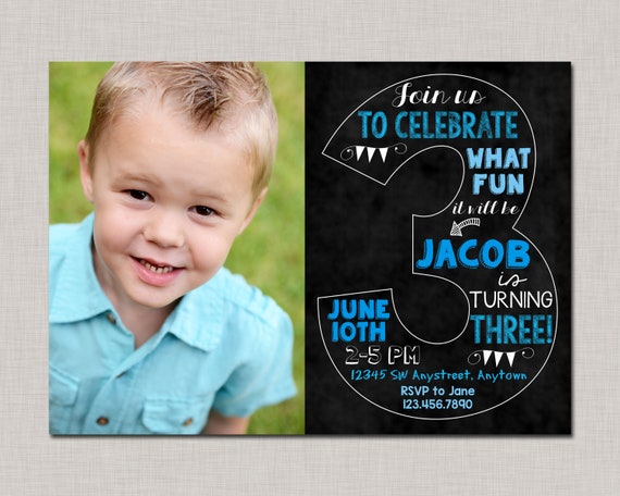 3rd Birthday Invitation Boy, 3rd Birthday Invite, Third Birthday Invitation, 3rd Birthday Invitation, Boy Birthday Invitation Il_570xn