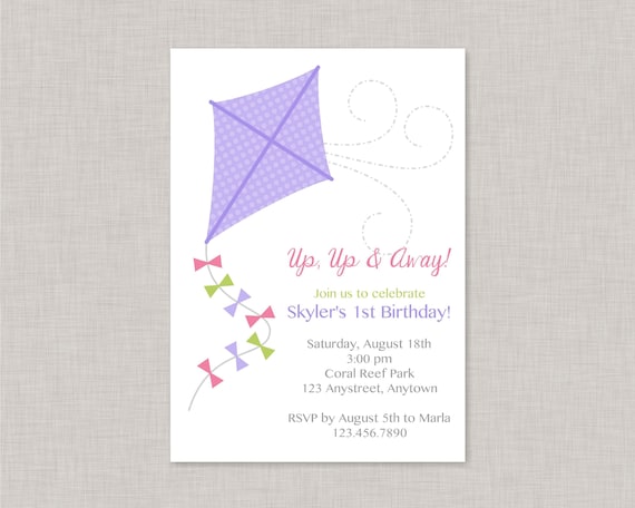 Kite Invitation, Kite Birthday Invitation, Girl Kite Invitation, Park Birthday Invitation, Kite Invitation Girls, Park Party, Printable Il_570xn