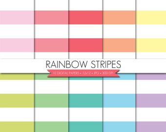 Wide Stripes Digital Paper,Stripes Digital Paper,Horizontal Stripes Digital Paper,Stripes Paper,Digital Scrapbook Paper