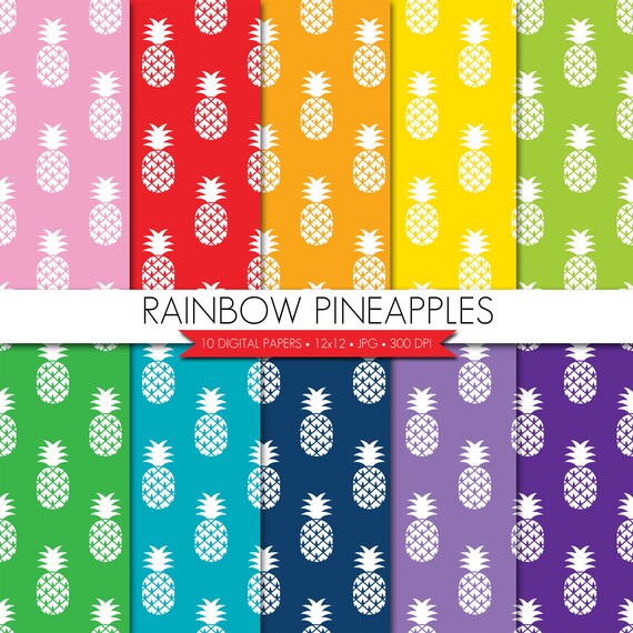 BUY 2 GET 1 FREE! Pineapple Digital Paper,Tropical Digital Paper,Rainbow Digital Paper,Rainbow Pineapple Digital Paper,Scrapbook Paper Il_570xn