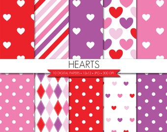 Valentines Day Digital Paper,Valentine Digital Paper,Hearts Digital Paper,Girl Digital Paper,Digital Scrapbook Paper