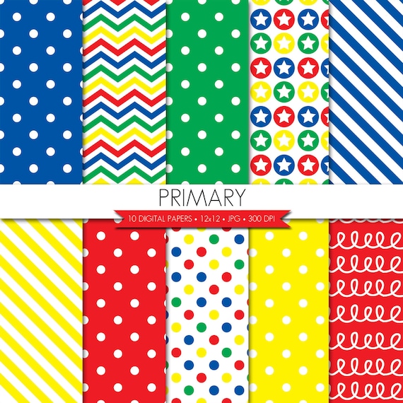 BUY 2 GET 1 FREE! Primary Colors Digital Paper,Red Blue Green Yellow Digital Paper,School Digital Paper,Bright Digital Paper,Scrapbook Paper Il_570xn