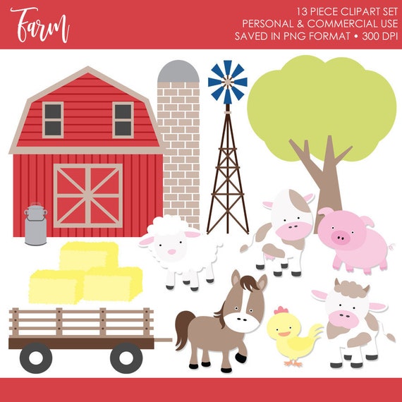 BUY 2 GET 1 FREE! Farm Animal Clipart,Farm Clipart,Barn Clipart,Cow Clipart,Sheep Clipart,Lamb Clipart,Horse Clipart,Chicken Clipart,Pig Il_570xn