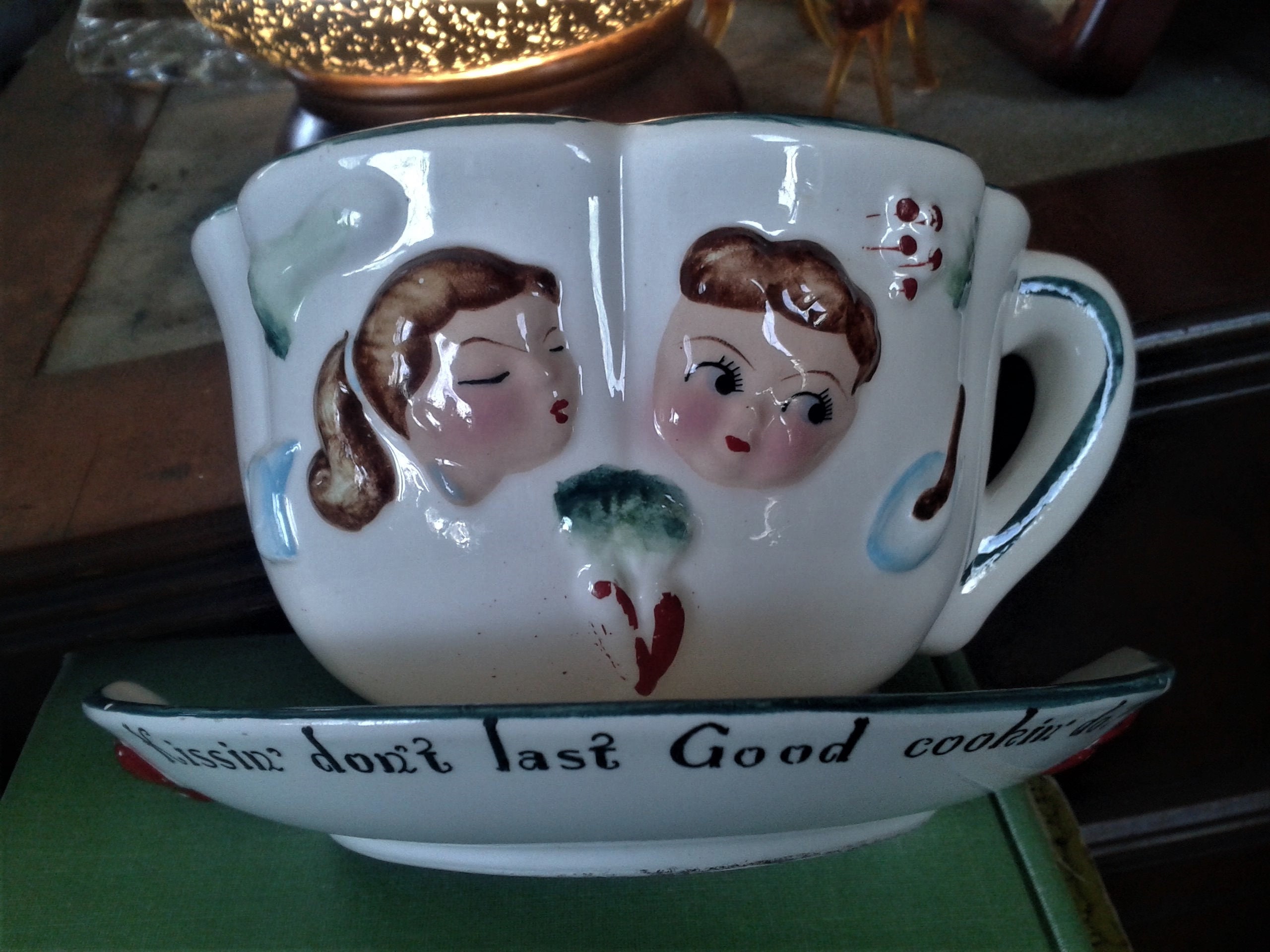 Cup and Saucer Wall Pocket, Vintage ESD Wall Pocket, Japan YS7237, Free