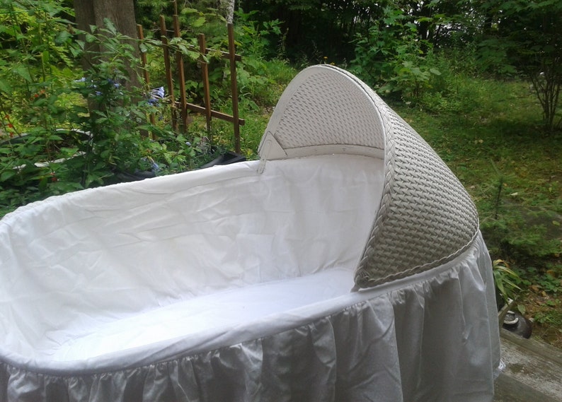 Wicker Bassinet With Canopy Baby Crib With Wheels Infant Etsy