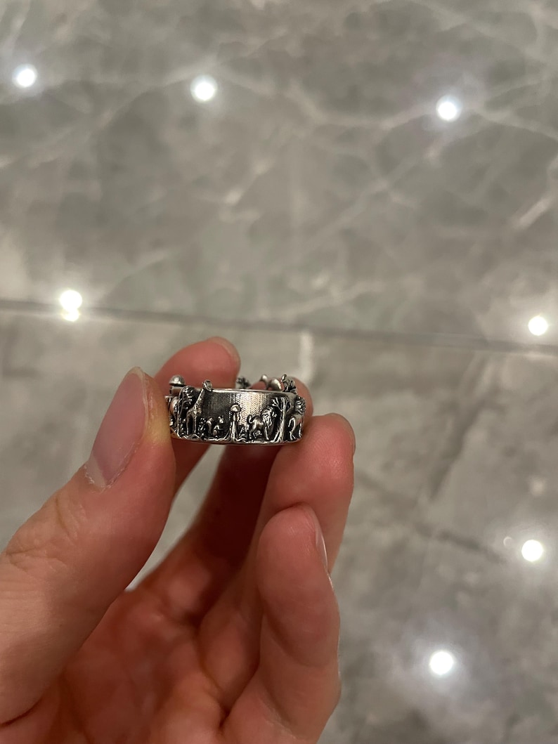 One of a Kind Fantasy Woodland Ring – Unique Silver-tone Forest Scene ...