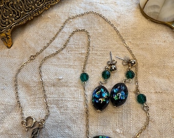 Vintage Sarah Coventry Night Garden Necklace and Earrings Set 1976