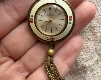 Vintage Women's Bucherer 18k Gold Mechanical Watch With Black
