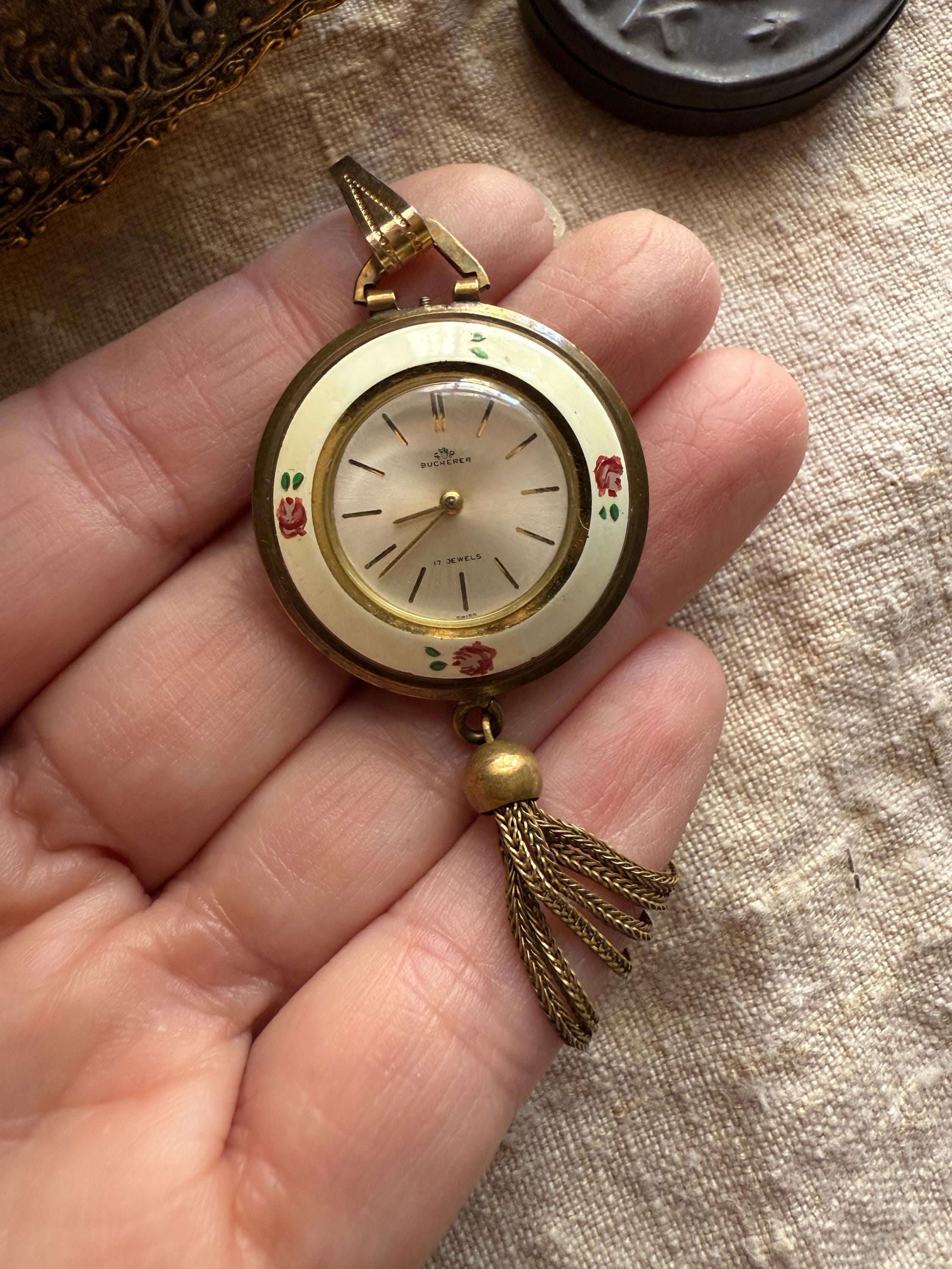 Vintage Bucherer Pendant Necklace Watch Womens 23mm Gold Tone Manual Wind Swiss Vintage Bucherer Swiss Gold Tone Ladies Wrist Watch - Etsy  main image 2