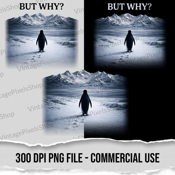 Vintage Nihilist Penguin PNG Design, Penguin But Why Meme, Nihilist Penguin PNG, Digital Download
