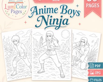 Anime Ninja Boy Coloring Pages – 30-Page Digital Download