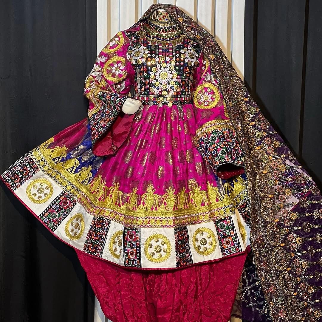 Afghan Kuchi Wedding Dress Set | Hand Embroidered Mirrorwork