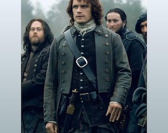Outlander Jamie Fraser Distressed Leather Coat: 17th Century Highland Jacket