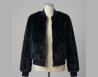 Black Mink Fur Bomber Jacket | Handmade Women's Winter Coat