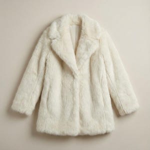 Manteau en fausse fourrure ivoire pour femme - Veste d'hiver douce, duveteuse et élégante - Manteau élégant de longueur moyenne