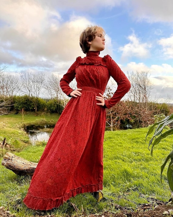 Antique Victorian Red Calico Paisley Dress - Etsy