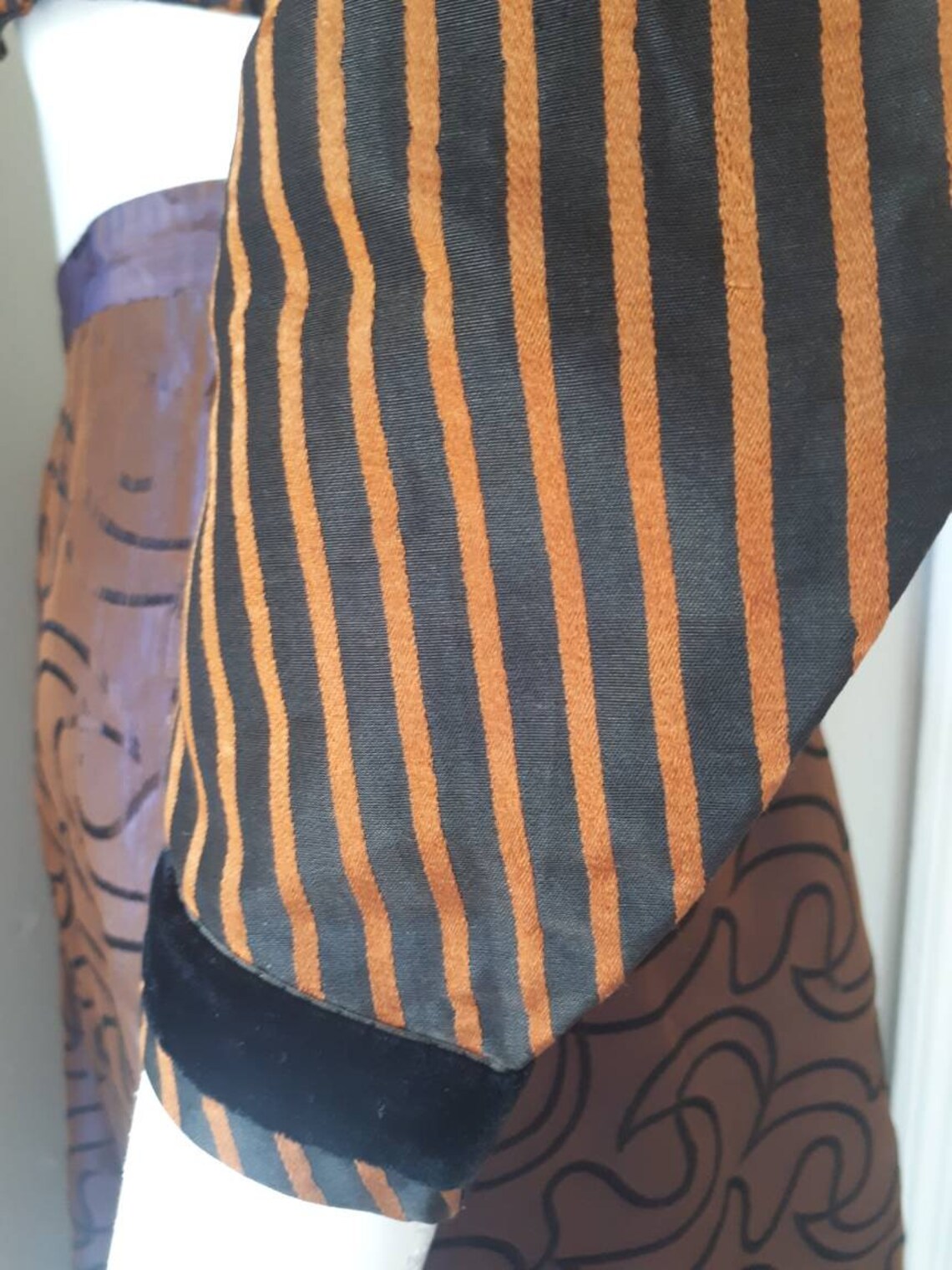 Antique Civil War Era 1860s Striped Silk Bodice Jacket image 3