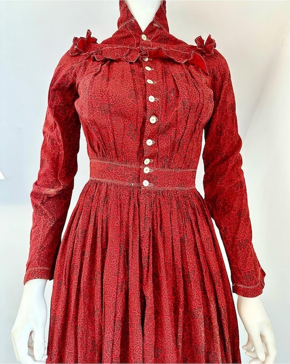 Antique Victorian Red Calico Paisley Dress - Etsy