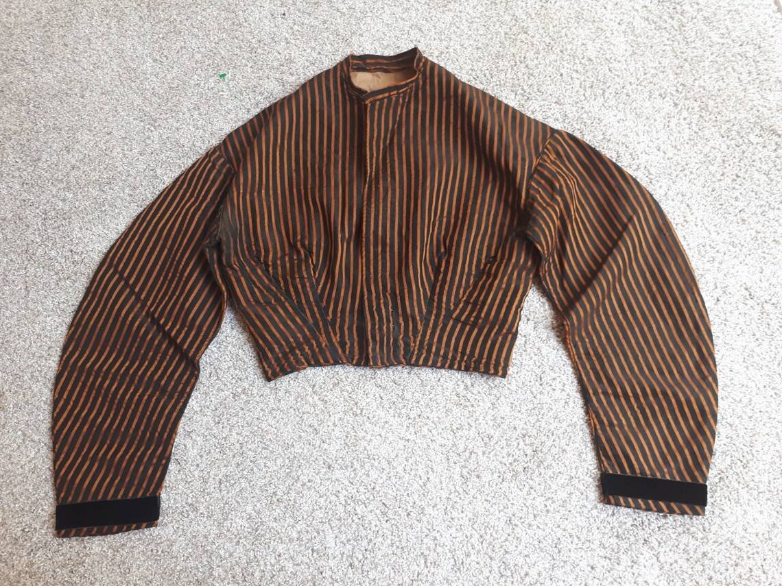 Antique Civil War Era 1860s Striped Silk Bodice Jacket image 0