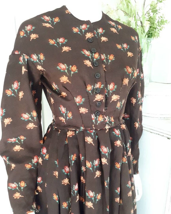 Antique Victorian 1860's Civil War Era Rose Calico