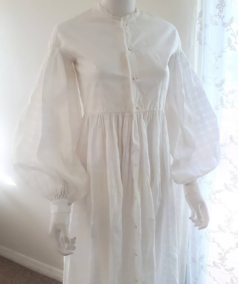 Rare Antique Victorian 1860 White Cotton Bishop Sleeve Prairie image 0