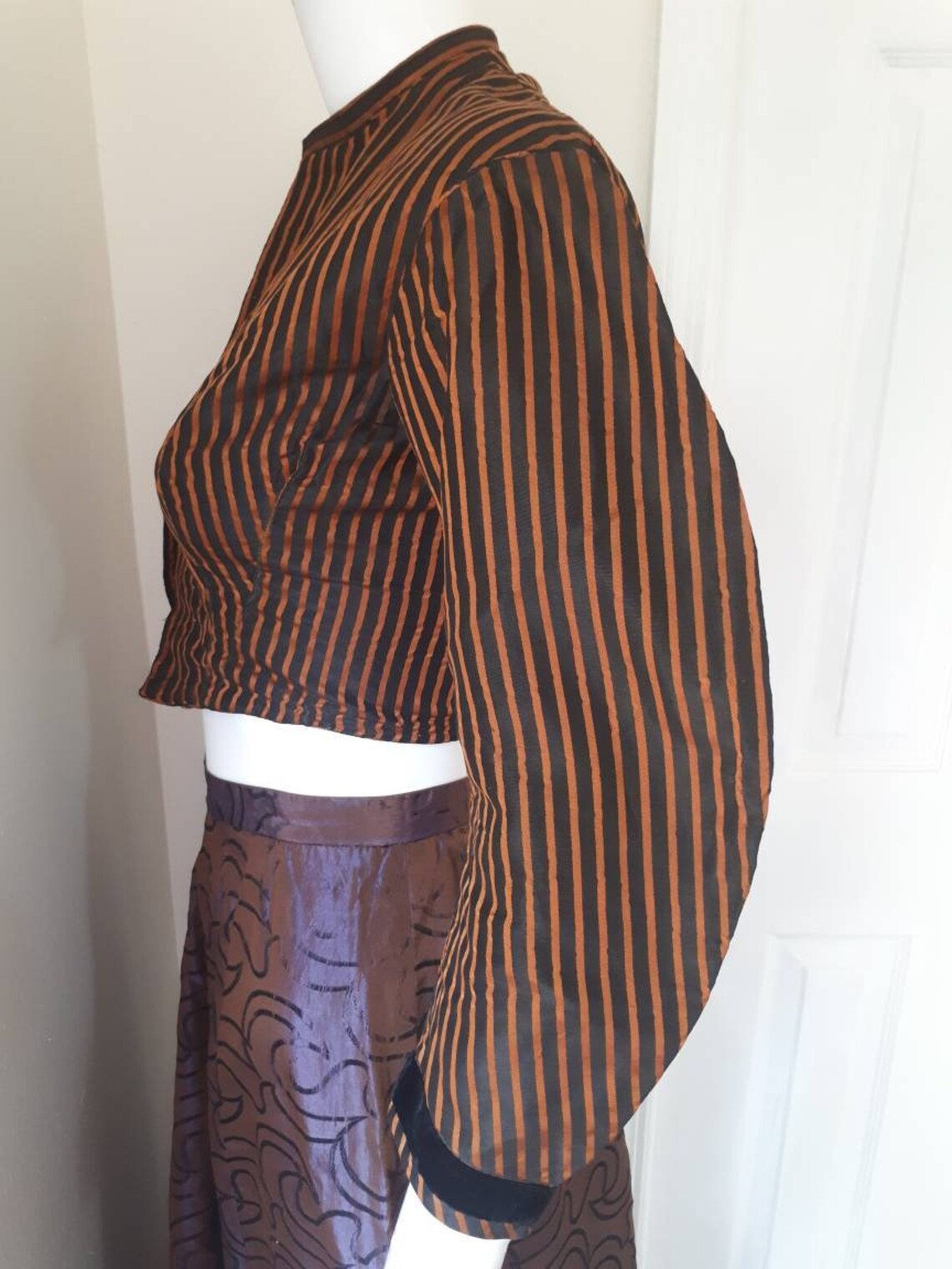 Antique Civil War Era 1860s Striped Silk Bodice Jacket image 2