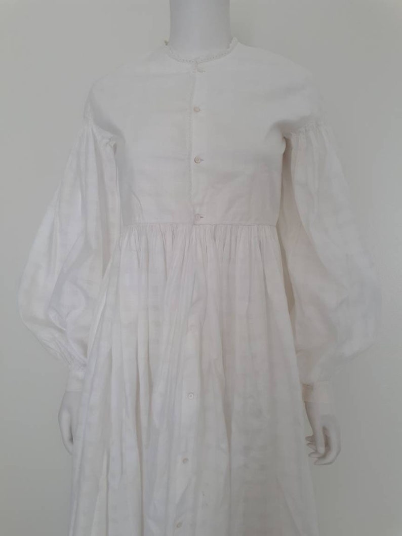 Rare Antique Victorian 1860 White Cotton Bishop Sleeve Prairie image 6