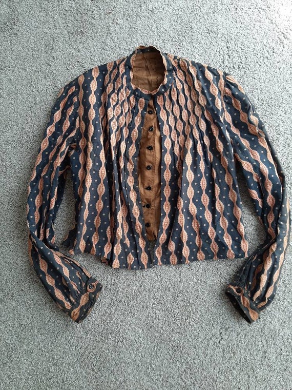 Antique 1800s Victorian Calico Pioneer Blouse