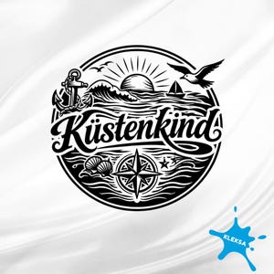 Arquivo para impressão infantil com tema costeiro | PNG SVG | Design náutico com âncora | Ondas e bússola | Download digital