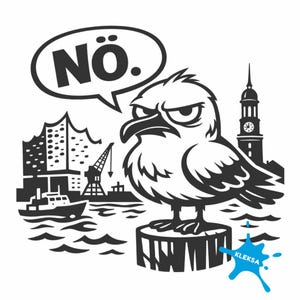 Não | Hamburgo | PNG | SVG | Desenho engraçado de gaivota com horizonte | Download digital para impressão | Arquivo para plotter e sublimação 300 DPI