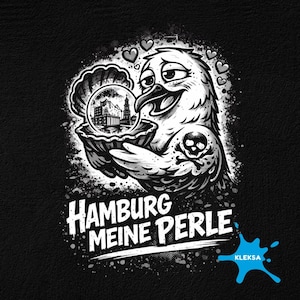 Hamburg Meine Perle SVG PNG | Maritime Möwe mit Muschel & Skyline | Hamburg Liebe Design | Plotterdatei