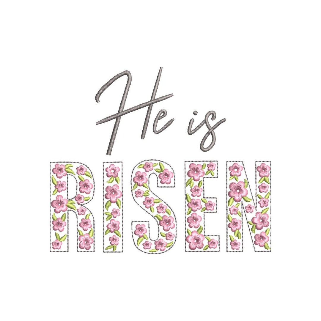 Resurrection Lettering He is Risen Easter Embroidery Design | Christian Faith Lettering ...