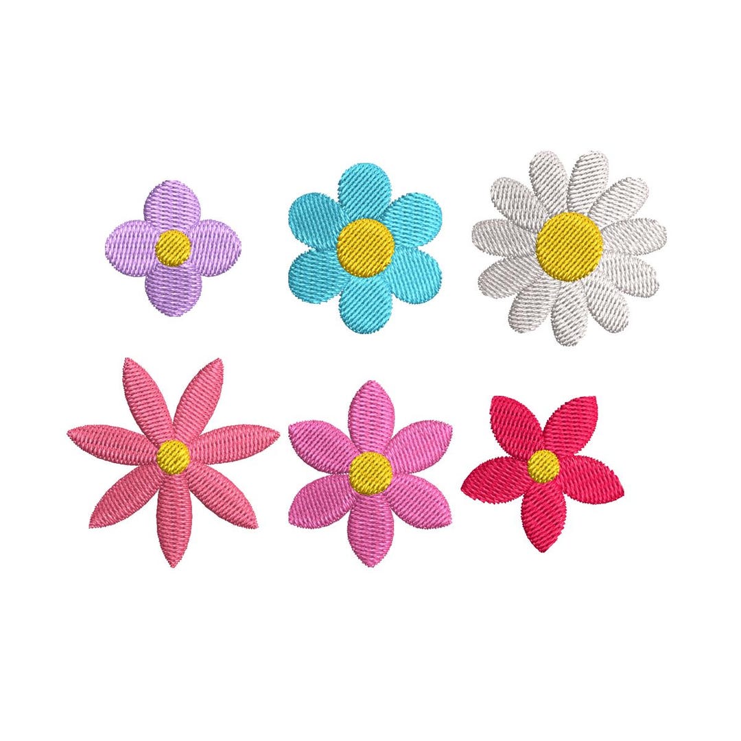 Mini Flower Embroidery Design Set | Small Floral Machine Embroidery - Etsy