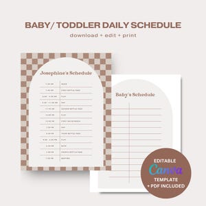 Baby Toddler Schedule Template Editable, Daily Routine Chart, Babysitter Nanny Daycare Planner, Printable Baby Routine PDF Canva