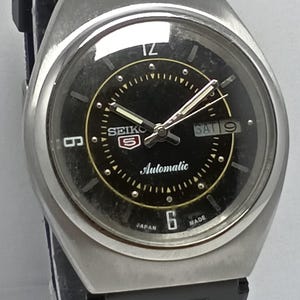 ヴィンテージ セイコー5 自動巻き腕時計：ブラック文字盤、デイ/デイト