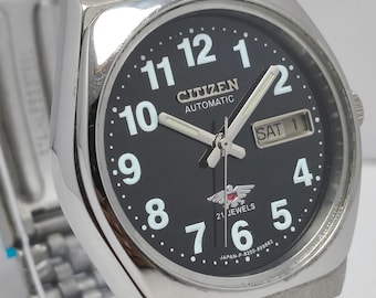 【整備済み】美品 セイコー5 ビンテージ ブラック文字盤 SEIKO5 自動巻き ヴィンテージ セイコー5 自動巻き腕時計：ブラック文字盤、デイ/デイト